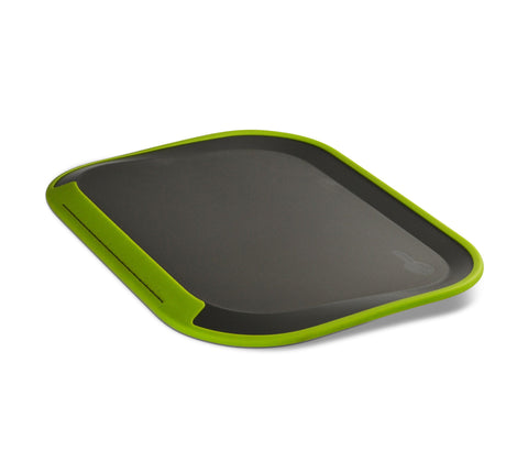 tilt angled chopping board product shot in green and grey